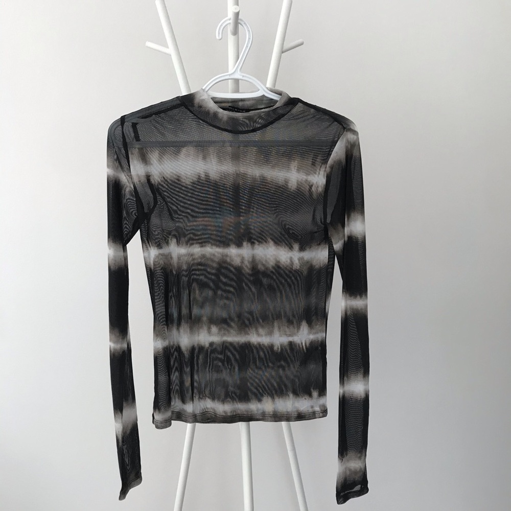 KENDALL + KYLIE Tie Dye Mesh Long Sleeve Top